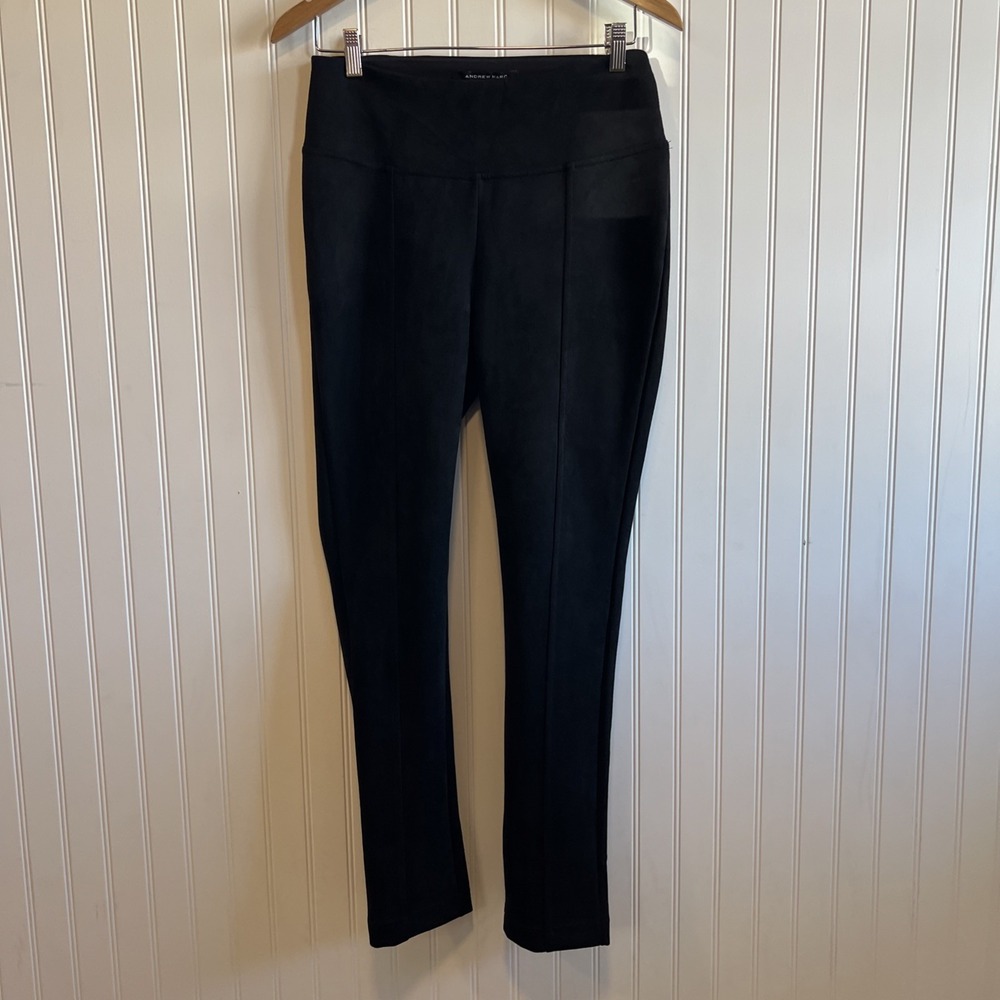 Andrew MARC pants women small faux‎ suede black Pull On Stretch Straight
